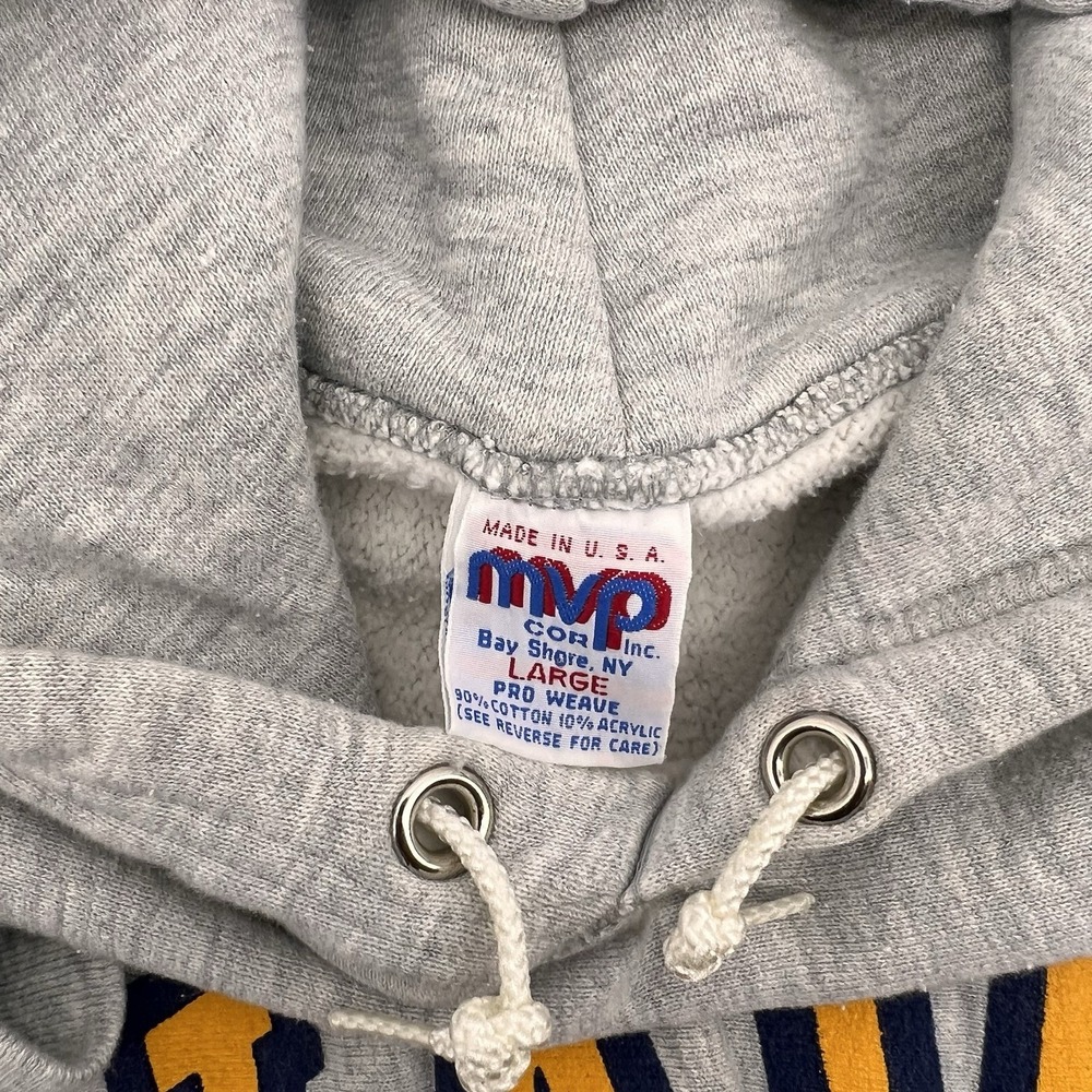 Vintage 80s 90s US Navy Pro Weave Hoodie Size Large Grey Pullover Sweatshirt - Picture 4 of 9